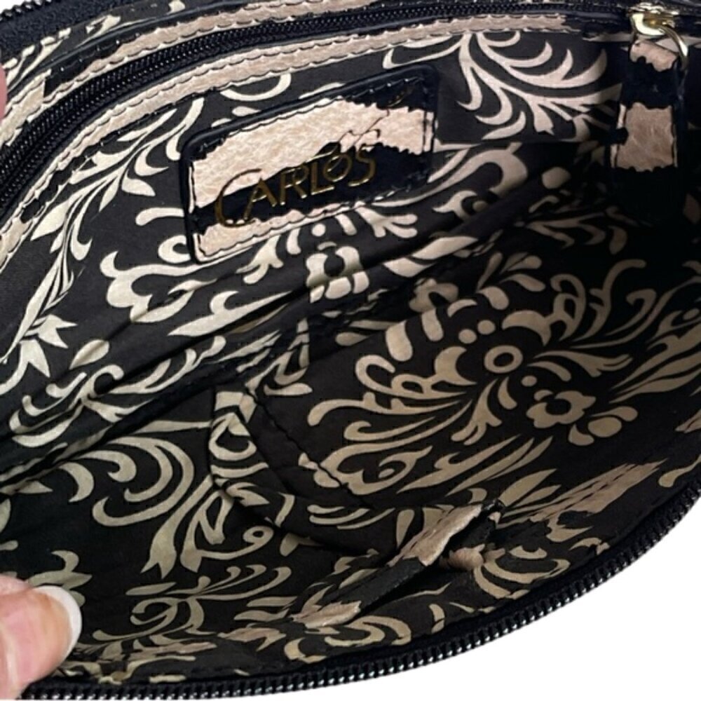Carlos Santana Zebra Print Wristlet Clutch Animal Print Gold Accent - Picture 9 of 12
